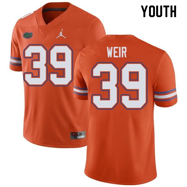 Youth NCAA Florida Gators Michael Weir #39 Stitched Authentic Jordan Brand Orange College Football Jersey JHO6365FY